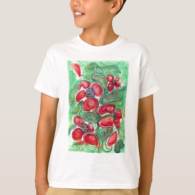 T-shirt Imaginaire Fleurs rouges (Devant)