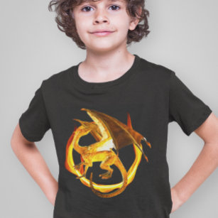 T-shirt Imaginaire magique du dragon de flamme d'or de feu