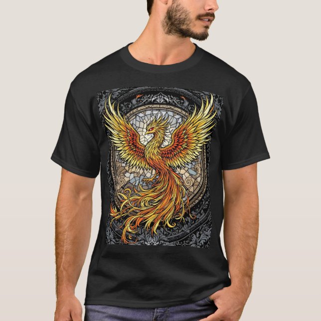 T-shirt Imaginaire mignon Phoenix gris orange (Devant)