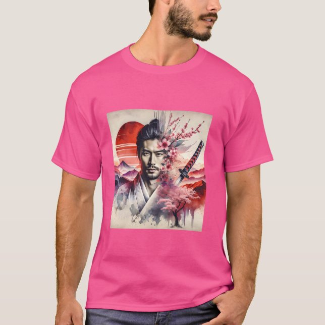 T-shirt Imaginaire mignon Samurai Sun Katana (Devant)
