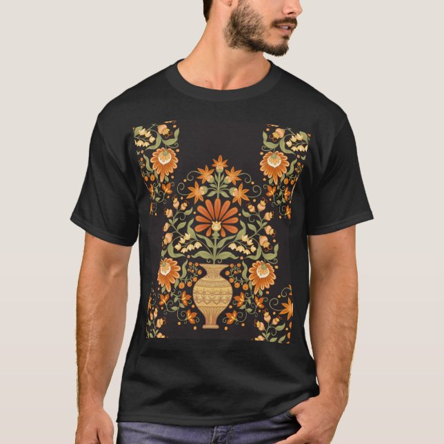 T-shirt Imaginaire moghol : Opulence florale rétro (Devant)