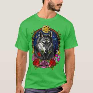 T-shirt Imaginaire psychédélique Wolf Forêt animal Lune Ph