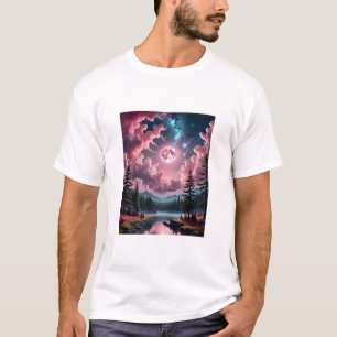 T-shirt Imaginaire rose Lune Dreamy Night Sky Paysage Tee