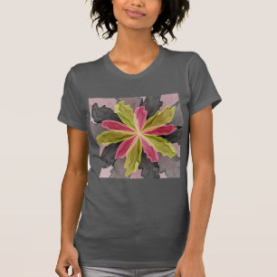 T-shirt Imaginaire rose vert anthracite Fleur Fractal Art