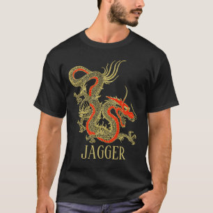 T-shirt Imaginaire rouge noir Dragon chinois