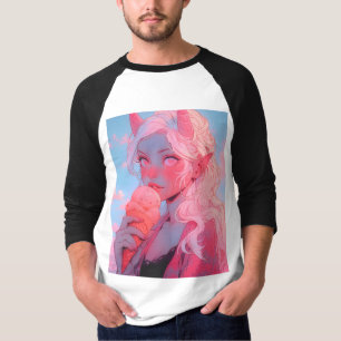 T-shirt Imaginaire Soft Pink Crème de glace Anime Girl