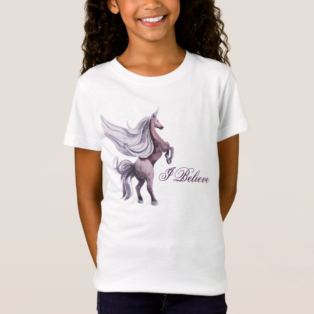 T-Shirt Imaginaire Unicorn | Aquarelle magique violet (Devant)