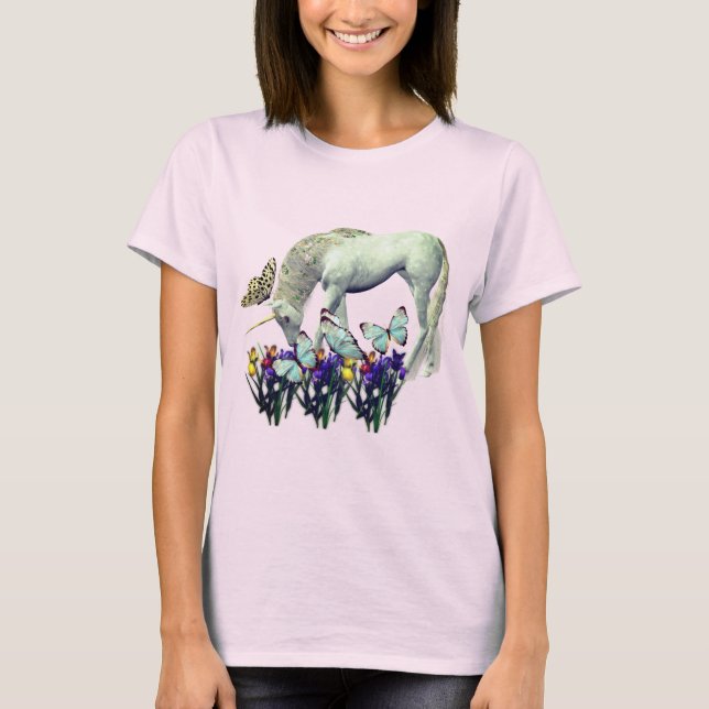 T-shirt Imaginaire Unicorne Et Papillons (Devant)