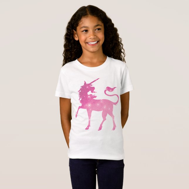 T-shirt imaginaires filles de licorne rose (Devant entier)