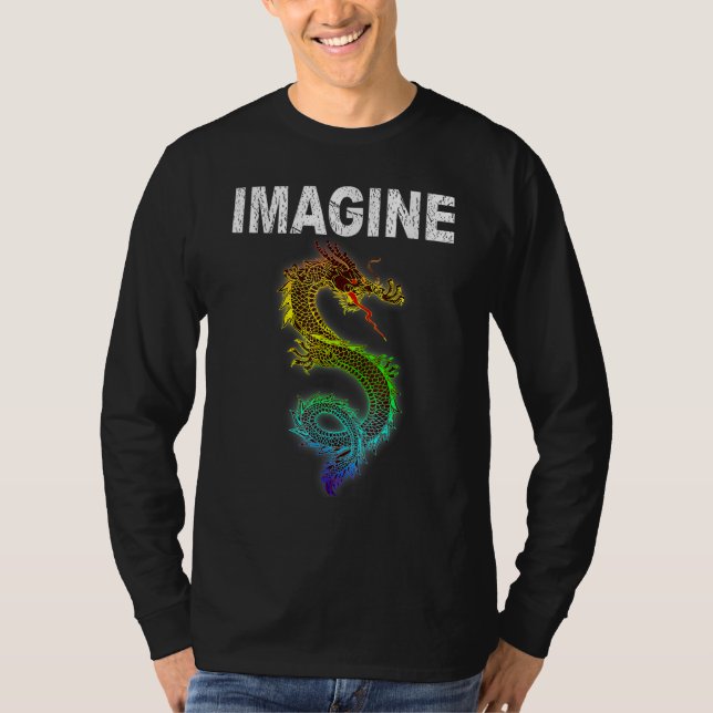 T-shirt Imagine Fantasy Dragon Retro Tribal (Devant)