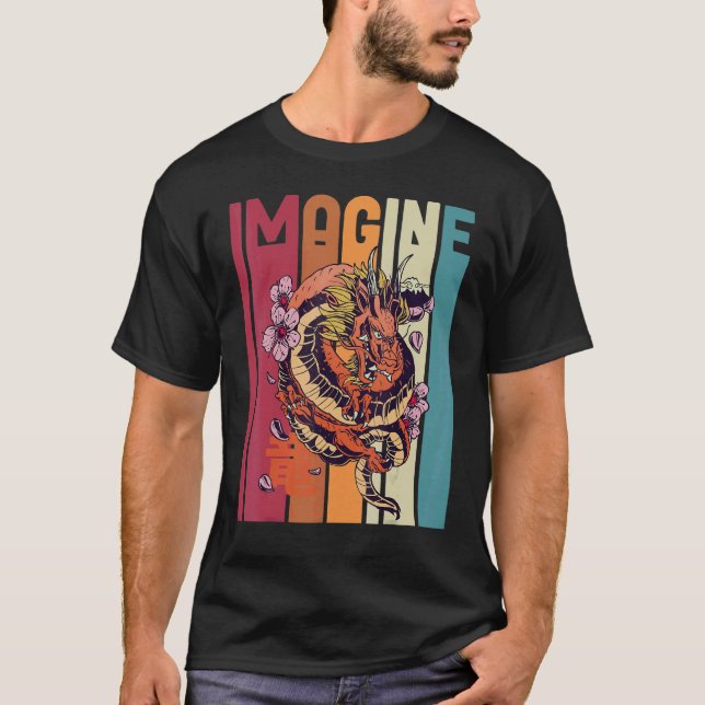 T-shirt Imagine Great Dragon Vintage Cool Great (Devant)