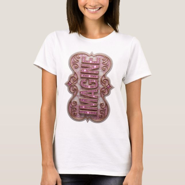 T-shirt IMAGINE Imprimé Rose Clair (Devant)