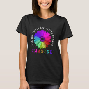 T-shirt Imagines All the People Living Peace Color Flower 
