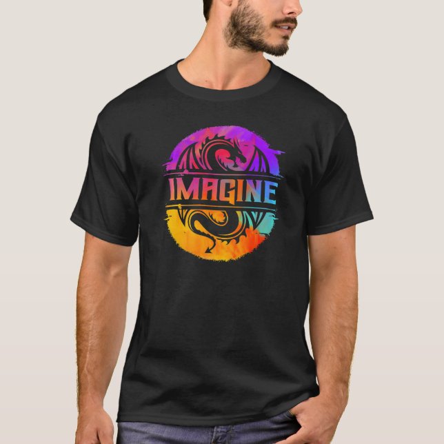 T-shirt Imaginez l'Imaginaire Dragon Retro Tribal (Devant)