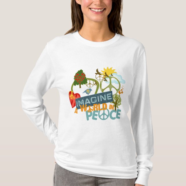 T-shirt Imaginez un monde dans la paix (Devant)