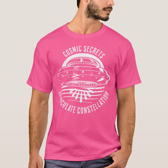 T-shirt Immaculée Constellation Uap Ufo Secrets Cosmiques  (Devant)