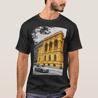 T-shirt Immeuble de ville jaune Photographie minimaliste