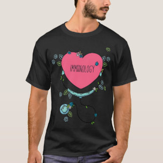 T-shirt Immunologie tirée à la main Stethoscope Love Cute 