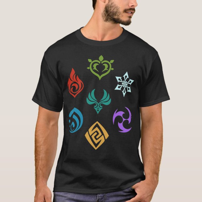 T-shirt Impact Genshin Tous les éléments (Devant)