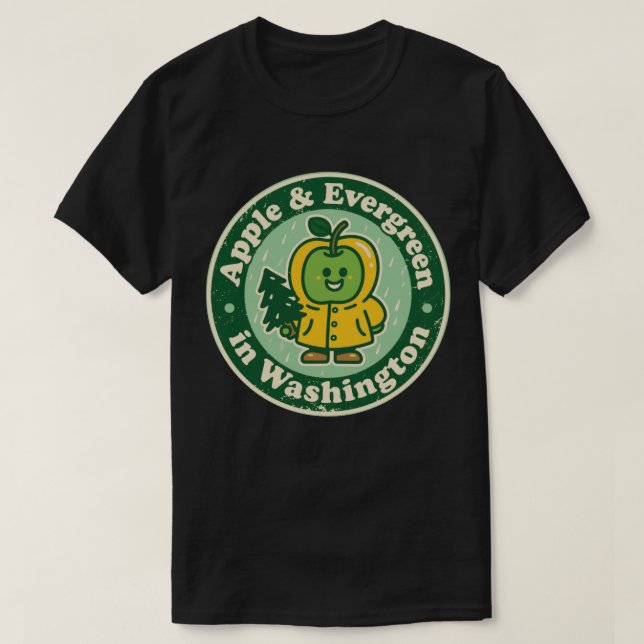 T-shirt Imperméable drôle vintage Washington Apple Rétro (Design devant)