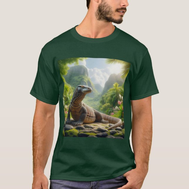 T-shirt Impresión artística del Dragón de Komodo (Devant)