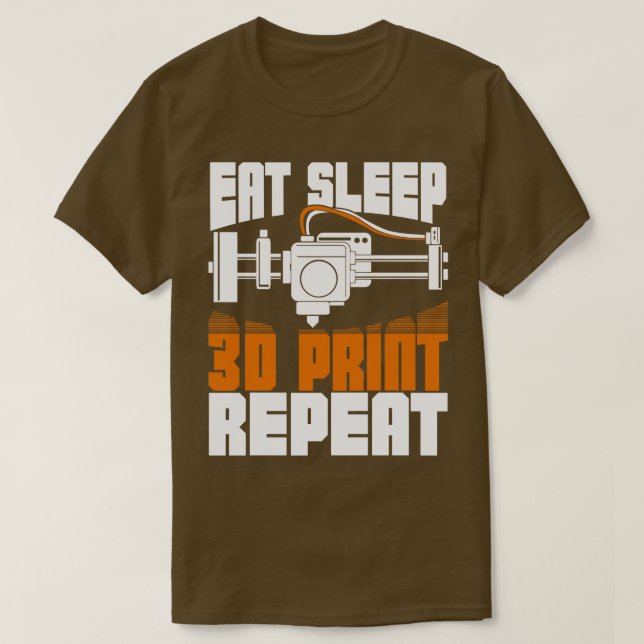 T-shirt Impression 3d de veille à manger Répéter (Design devant)