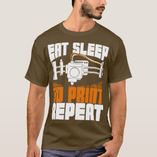 T-shirt Impression 3d de veille à manger Répéter