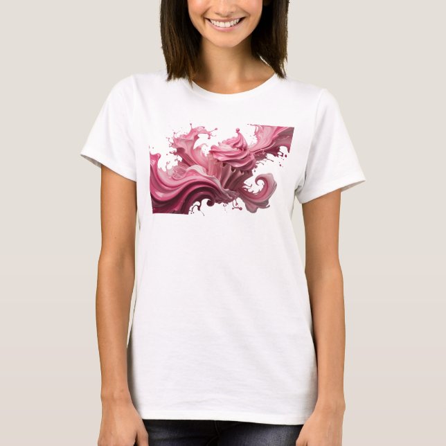 T-shirt Impression artistique ART ABSTRAIT Rose Mode (Devant)