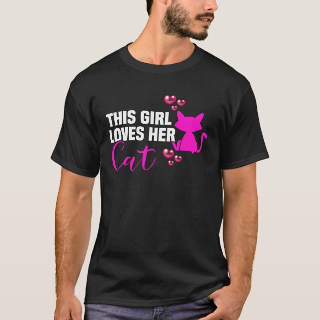 T-shirt Impression au dos Cette fille aime son chat Kater  (Devant)