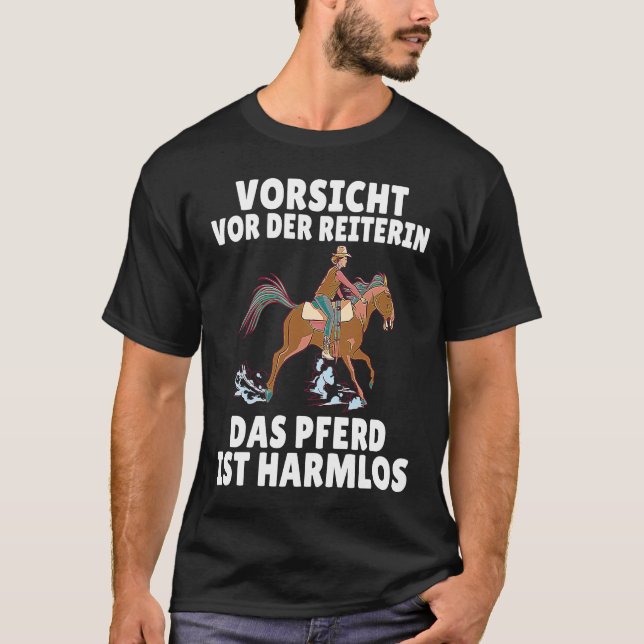T-shirt Impression au verso Attention au cavalier le cheva (Devant)