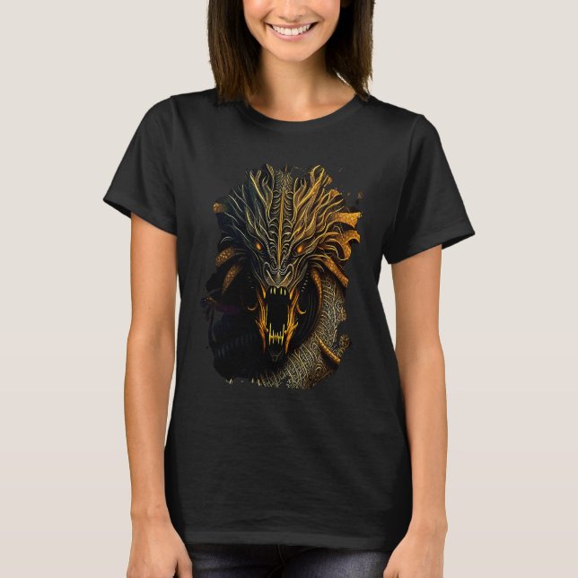 T-shirt Impression au verso Le puissant dragon de fantasy  (Devant)