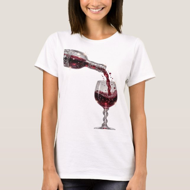 T-shirt Impression Classique Argent VIN ROUGE (Devant)