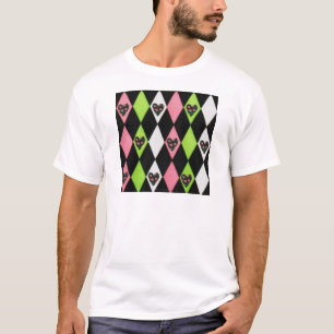 T-shirt Impression colorée d'Arlequin avec des cœurs de ro