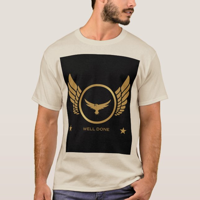 T-shirt Impression couleur sable de l'aigle de texte perso (Devant)