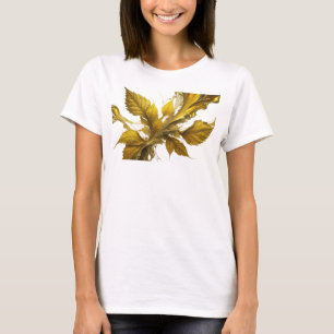 T-shirt Impression créative de feuilles abstraites orange 