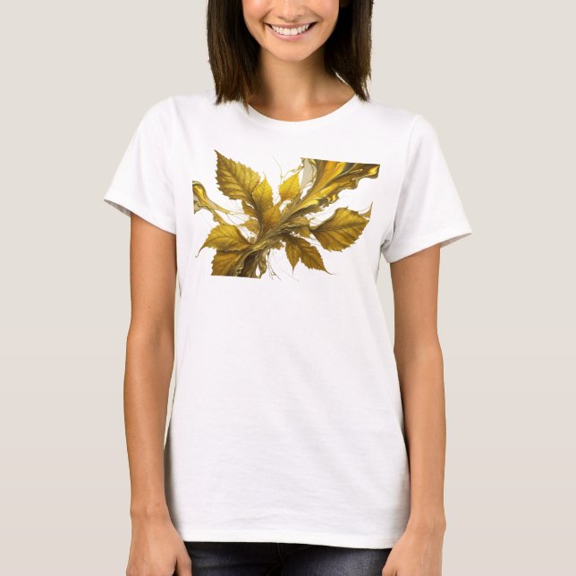 T-shirt Impression créative de feuilles abstraites orange  (Devant)