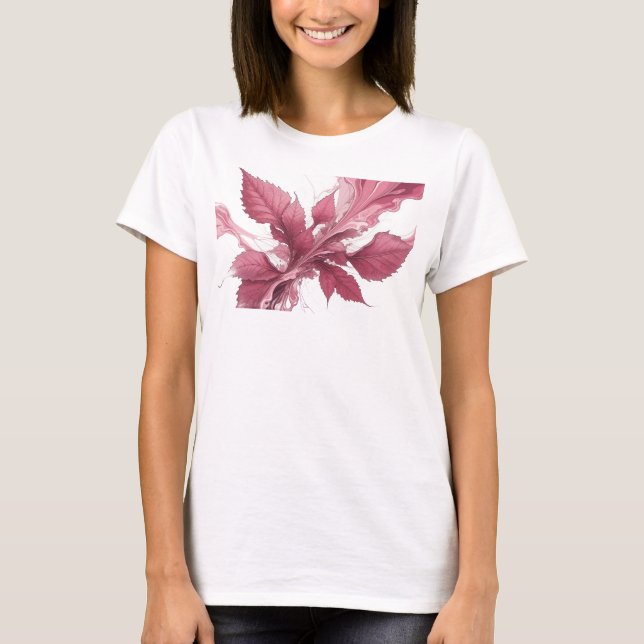 T-shirt Impression créative de feuilles abstraites roses f (Devant)