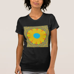 T-shirt Impression Cyan et Gold Mandala Art