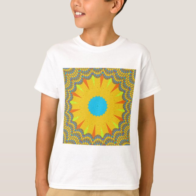 T-shirt Impression Cyan et Gold Mandala Art (Devant)