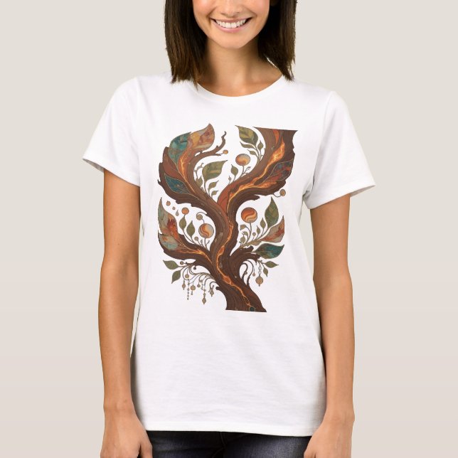 T-shirt Impression d'ARBRE DE VIE en Argent Moderne (Devant)