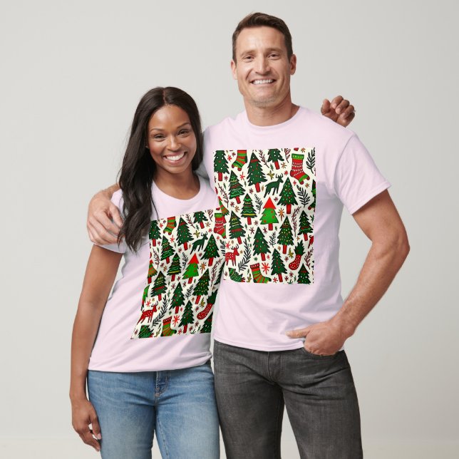 T-shirt Impression d'art à motif de Noël vibrant (Unisexe)