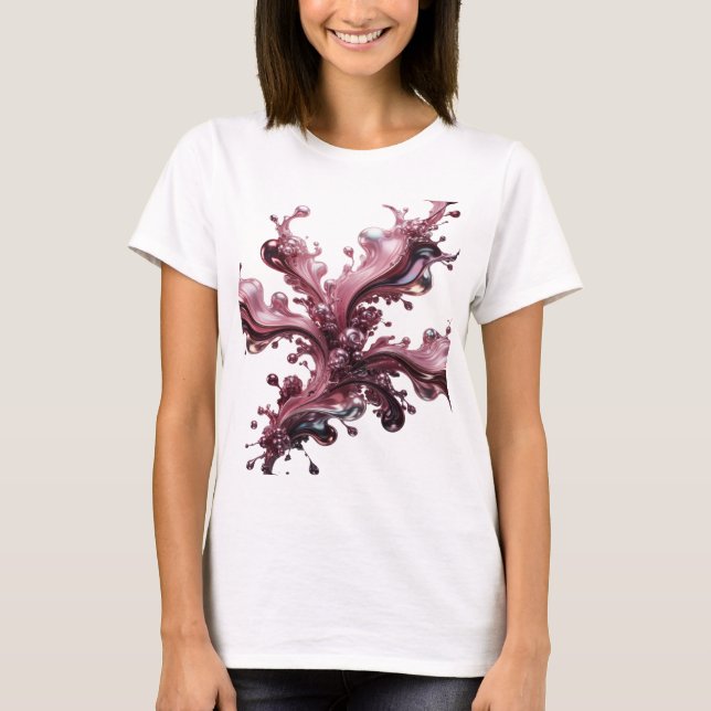 T-shirt Impression d'art abstrait argenté élégant (Devant)