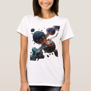 T-shirt Impression d'art abstrait argenté moderne