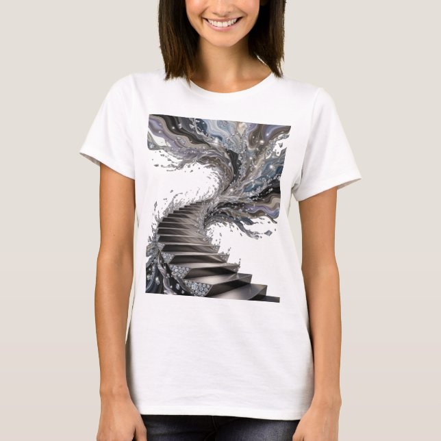 T-shirt Impression d'art abstrait argenté WITTY (Devant)