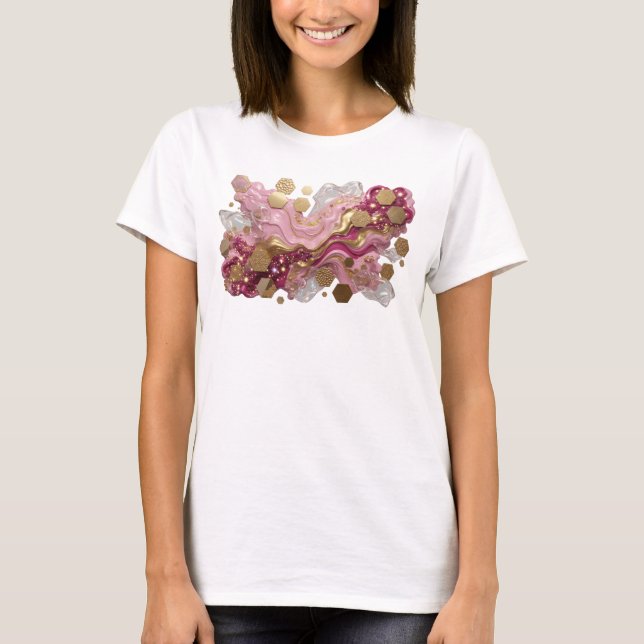 T-shirt Impression d'art abstrait rose GRAS (Devant)