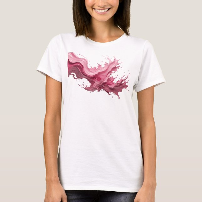 T-shirt Impression d'art abstrait rose iconique (Devant)