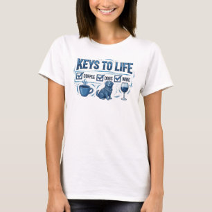 T-shirt Impression d'art COFFEE PUIS VIN Bleu vibrant