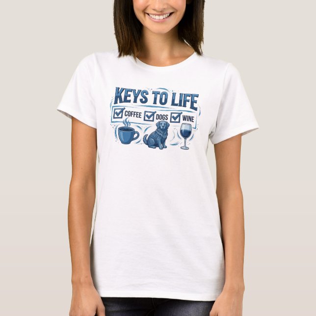 T-shirt Impression d'art COFFEE PUIS VIN Bleu vibrant (Devant)