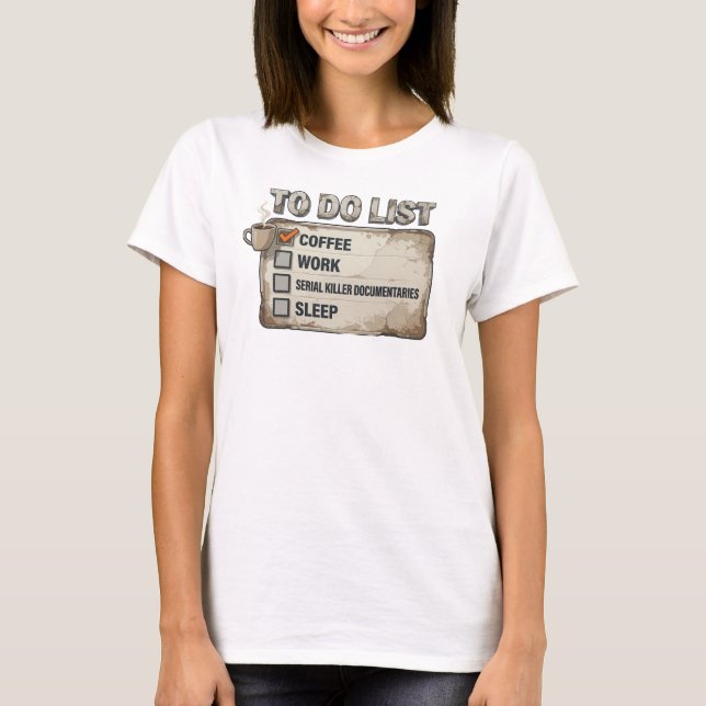 T-shirt Impression d'art COFFEE WORK TRUE CRIME Or Moderne (Devant)