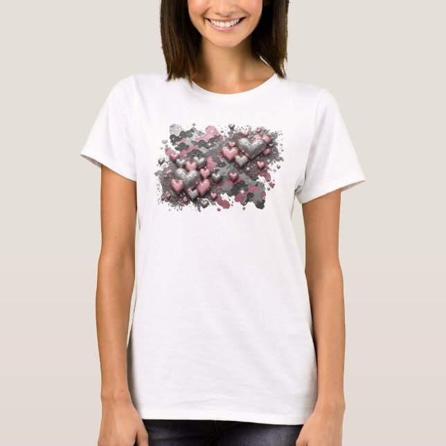 T-shirt Impression d'art d'art abstrait rouge tendance (Devant)